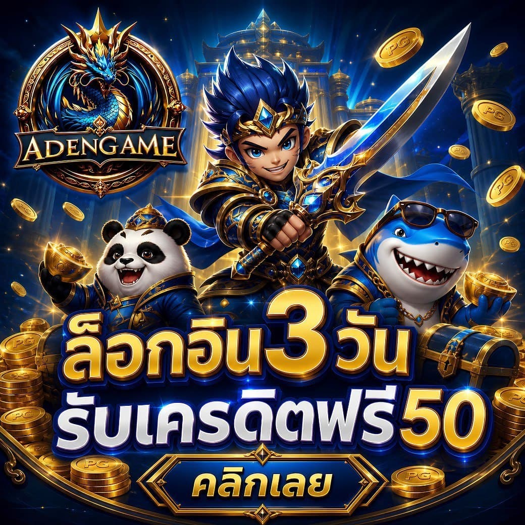 โปรโมชั่น ADENGAME ล็อกอิน 3 วัน รับเครดิตฟรี 50 บาท